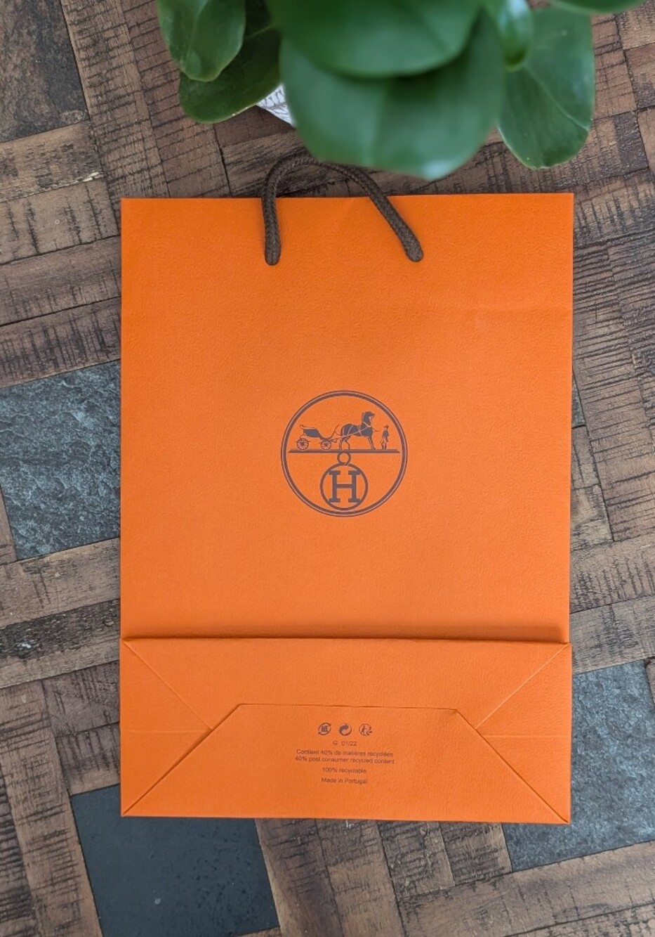 HERMES  Authentic Orange Shopping/Gift Bag